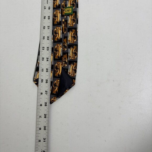 J Garcia Tie Jerry Garcia Yellow Gray Abstract Print 100% Silk Necktie - Picture 7 of 7